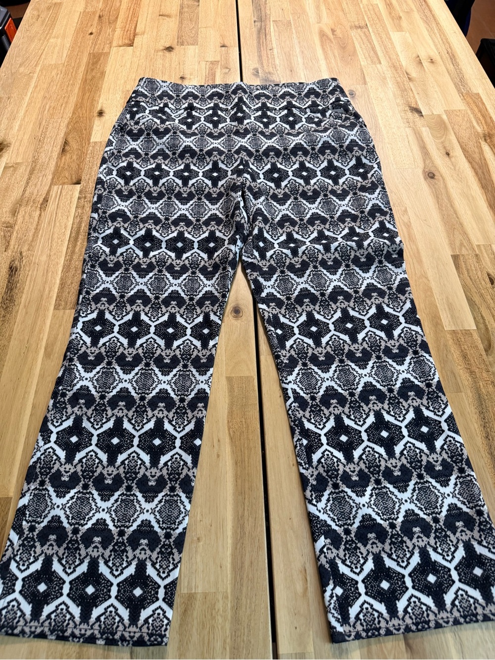 INC International Concepts Black and White Geometric Wide-Leg Pants